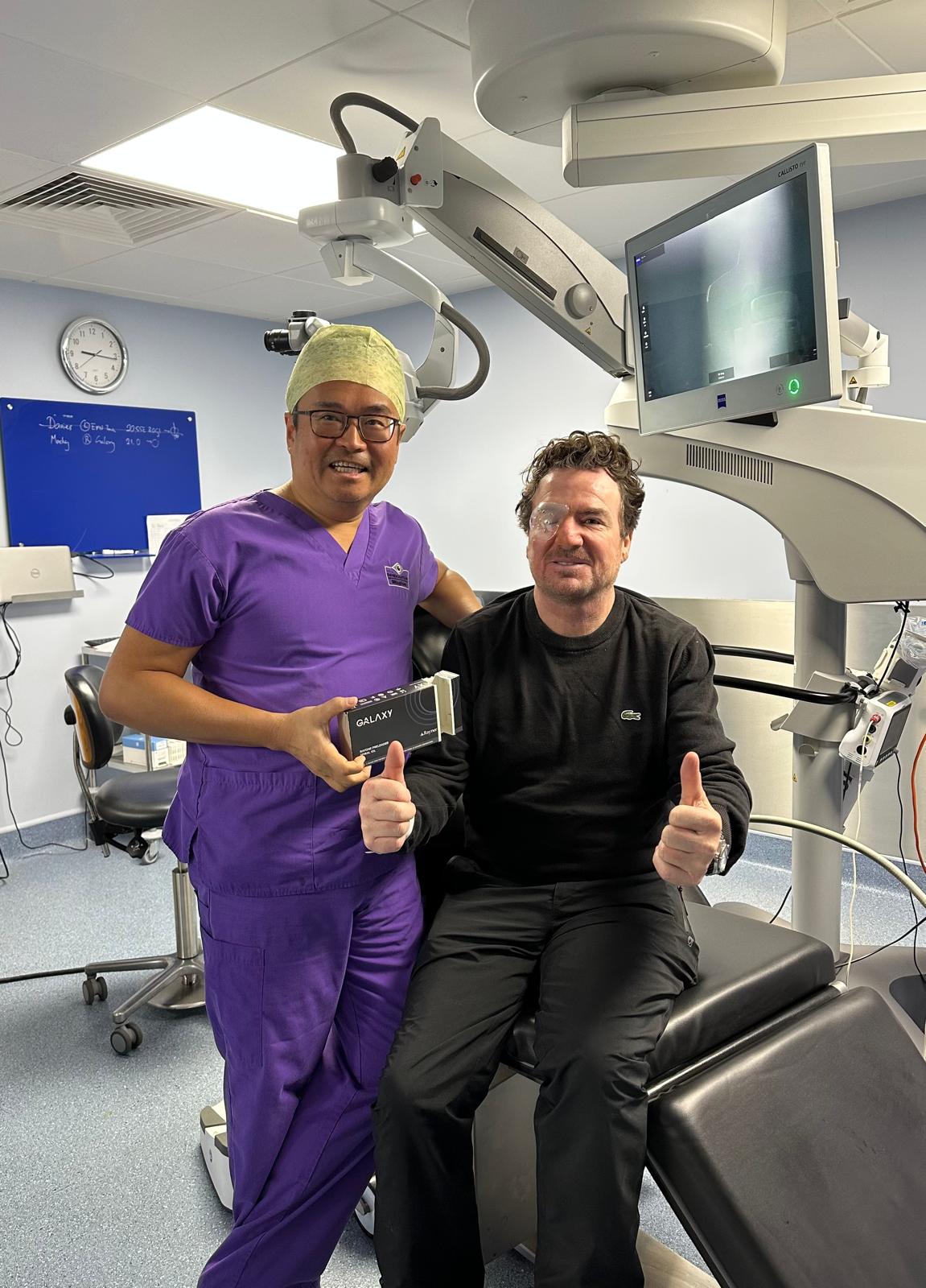 Dr Roland Ling with the first Galaxy implant patient 